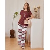 Ekouaer Womens Pajamas Sets 2 Piece Short Sleeve Lounge Set Printed Loose Pants Round Neck Pj Sets Loungewear(Ombre Wine Red)