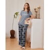 Ekouaer Womens Pajamas Sets 2 Piece Short Sleeve Lounge Set Printed Loose Pants Round Neck Pj Sets Loungewear(Plaid Gray)