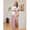 Ekouaer Womens Pajamas Sets 2 Piece Short Sleeve Lounge Set Printed Loose Pants Round Neck Pj Sets Loungewear(Plaid Red)