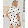 Ekouaer Womens Silk Satin Pajama Sets 2 Piece Button Down Silk Pjs Shorts Sets Cute Print Short Sleeve Sleepwear S-4XL(Black Cat)