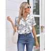 Ekouaer Womens Silk Satin Pajama Sets 2 Piece Button Down Silk Pjs Shorts Sets Cute Print Short Sleeve Sleepwear S-4XL(Black Rabbit)