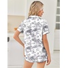 Ekouaer Womens Silk Satin Pajama Sets 2 Piece Button Down Silk Pjs Shorts Sets Cute Print Short Sleeve Sleepwear S-4XL(Black Rabbit)