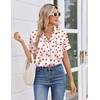 Ekouaer Womens Silk Satin Pajama Sets 2 Piece Button Down Silk Pjs Shorts Sets Cute Print Short Sleeve Sleepwear S-4XL(Strawberry)