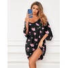 Ekouaer Women’s Sleepshirt Deep V Neck Nightgown Batwing Nightshirt Oversized Sleepwear(Black Heart)