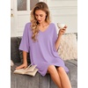Ekouaer Women’s Sleepshirt Deep V Neck Nightgown Batwing Nightshirt Oversized Sleepwear(Light Purple)