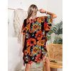 Ekouaer Women’s Swimsuit Coverup Chiffon Floral Bathing Suit Cover Up Ruffled Summer Beachwear Bikini Coverups S-3XL(01floral Orange Black)