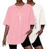 Ekouaer 2 Pack Womens Tops Short Sleeve Oversized T Shirts Summer Spring Tops 2025 Basic Casual Tee Top S-XXL(Cream/Pink)