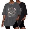 Ekouaer 2 Pack Womens Tops Short Sleeve Oversized T Shirts Summer Spring Tops 2025 Basic Casual Tee Top S-XXL(Dark Grey/Black Heart)