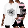 Ekouaer 2 Pack Womens Tops Short Sleeve Oversized T Shirts Summer Spring Tops 2025 Basic Casual Tee Top S-XXL(White/Pink Striped)