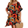 Ekouaer Women’s Swimsuit Coverup Chiffon Floral Bathing Suit Cover Up Ruffled Summer Beachwear Bikini Coverups S-3XL(01floral Orange Black)