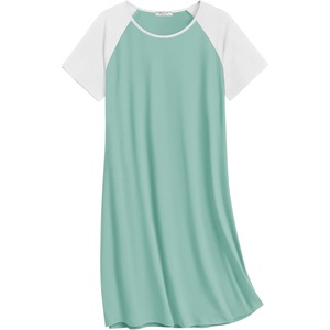 Ekouaer Nightgowns for Women Cotton Sleep Shirts Short Sleeve Nightshirt Crew Neck Night Gown Comfy Sleepwear Nightdress(Green)