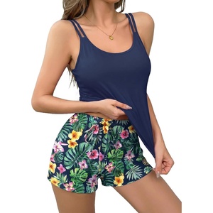 Ekouaer Womens Cami Pajama Set Sexy Tank Top and Shorts Set Sleeveless Racerback Pjs Summer Soft Sleepwear S-XXL(Hawaiian Pineapple Plant)