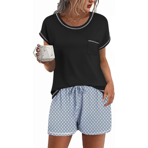 Ekouaer Womens Pajama Sets 2 Piece Soft Short Sleeve Top and Shorts Sleepwear Round Neck Pjs Lounge Set with Pockets(Angular Petal)