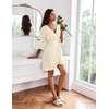 Ekouaer Robes for Women Lightweight Waffle Knit Short Bath Robe Knee Length Ruffle Ladies Loungewear(Beige)