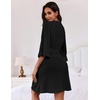Ekouaer Robes for Women Lightweight Waffle Knit Short Bath Robe Knee Length Ruffle Ladies Loungewear(Black)