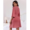 Ekouaer Robes for Women Lightweight Waffle Knit Short Bath Robe Knee Length Ruffle Ladies Loungewear(Gray Purple)