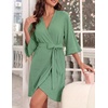 Ekouaer Robes for Women Lightweight Waffle Knit Short Bath Robe Knee Length Ruffle Ladies Loungewear(Mint Green)