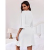 Ekouaer Robes for Women Lightweight Waffle Knit Short Bath Robe Knee Length Ruffle Ladies Loungewear(White)