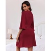 Ekouaer Robes for Women Lightweight Waffle Knit Short Bath Robe Knee Length Ruffle Ladies Loungewear(Wine Red)