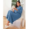 Ekouaer Women Zipper Robe Long Sleeves House Coat Soft Bathrobe Sleepwear with Pockets Housecoat Loungewear(Grey Blue)