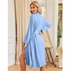 Ekouaer Womens Robe Long Knit Kimono Bathrobe Lightweight Sleepwear Soft Ladies Loungewear with Pockets, S-XXL(Blue)