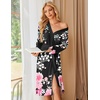 Ekouaer Womens Robe Long Knit Kimono Bathrobe Lightweight Sleepwear Soft Ladies Loungewear with Pockets, S-XXL(Pink Flowers Black)