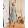 Ekouaer Womens Robes Long Ribbed Knit Bathrobe Kimono Robe Lightweight Soft Sleepwear Casual Ladies Loungewear with Pockets(Apricot)