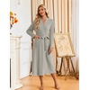 Ekouaer Womens Robes Long Ribbed Knit Bathrobe Kimono Robe Lightweight Soft Sleepwear Casual Ladies Loungewear with Pockets(Apricot)