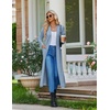 Ekouaer Womens Robes Long Ribbed Knit Bathrobe Kimono Robe Lightweight Soft Sleepwear Casual Ladies Loungewear with Pockets(Light Blue)