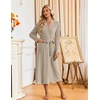 Ekouaer Womens Robes Long Ribbed Knit Bathrobe Kimono Robe Lightweight Soft Sleepwear Casual Ladies Loungewear with Pockets(Mocha Brown)