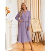 Ekouaer Womens Robes Long Ribbed Knit Bathrobe Kimono Robe Lightweight Soft Sleepwear Casual Ladies Loungewear with Pockets(Purple)