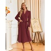 Ekouaer Womens Robes Long Ribbed Knit Bathrobe Kimono Robe Lightweight Soft Sleepwear Casual Ladies Loungewear with Pockets(Red)