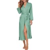 Ekouaer Womens Robe Long Knit Kimono Bathrobe Lightweight Sleepwear Soft Ladies Loungewear with Pockets, S-XXL(Celadon Green)