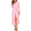 Ekouaer Womens Robe Long Knit Kimono Bathrobe Lightweight Sleepwear Soft Ladies Loungewear with Pockets, S-XXL(Light Pink)