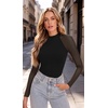 Ekouaer Lace Long Sleeve Tops for Women Mock Turtleneck Mesh Shirts Sexy See Through Mesh Undershirts Fashion Going Out Tees(Black)