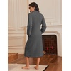 Ekouaer Women Zipper Robes Long Sleeve Zip Up House Coat Full Length Warm Flannel Bathrobe Sleepwear with Pockets
