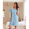 Ekouaer Women Zipper Robes Waffle Short Bathrobe Lightweight House Coat with Pockets Soft Nightgown S-3XL(A-blue)