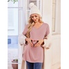 Ekouaer Womens 3 Pack Maternity Shirts Long Sleeve V Neck with Split Side Pregnancy Tops Casual Basic Clothes S-2XL(Army Green/Black/Dusty Pink)