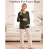 Ekouaer Womens 3 Pack Maternity Shirts Long Sleeve V Neck with Split Side Pregnancy Tops Casual Basic Clothes S-2XL(Army Green/Black/Dusty Pink)