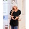 Ekouaer Womens 3 Pack Maternity Shirts Long Sleeve V Neck with Split Side Pregnancy Tops Casual Basic Clothes S-2XL(Black/Dark Red/Khaki)