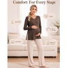Ekouaer Womens 3 Pack Maternity Shirts Long Sleeve V Neck with Split Side Pregnancy Tops Casual Basic Clothes S-2XL(Black/Dark Red/Khaki)