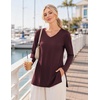 Ekouaer Womens 3 Pack Maternity Shirts Long Sleeve V Neck with Split Side Pregnancy Tops Casual Basic Clothes S-2XL(Black/Dark Red/Khaki)