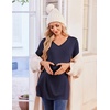 Ekouaer Womens 3 Pack Maternity Shirts Long Sleeve V Neck with Split Side Pregnancy Tops Casual Basic Clothes S-2XL(Black/Dark Red/Navy Blue)