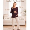 Ekouaer Womens 3 Pack Maternity Shirts Long Sleeve V Neck with Split Side Pregnancy Tops Casual Basic Clothes S-2XL(Black/Dark Red/Navy Blue)