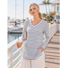 Ekouaer Womens 3 Pack Maternity Shirts Long Sleeve V Neck with Split Side Pregnancy Tops Casual Basic Clothes S-2XL(Black/Stripe/Light Grey)