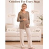 Ekouaer Womens 3 Pack Maternity Shirts Long Sleeve V Neck with Split Side Pregnancy Tops Casual Basic Clothes S-2XL(Black/White/Khaki)