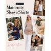 Ekouaer Womens 3 Pack Maternity Shirts Long Sleeve V Neck with Split Side Pregnancy Tops Casual Basic Clothes S-2XL(Black/White/Star Print)