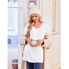 Ekouaer Womens 3 Pack Maternity Shirts Long Sleeve V Neck with Split Side Pregnancy Tops Casual Basic Clothes S-2XL(Black/White/Star Print)