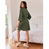 Ekouaer Robes for Women Waffle Knee Length Bathrobe Lightweight Soft Sleepwear V neck 3/4 Casual Ladies Loungewear S-XXL(Army Green)