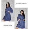 Ekouaer Robes for Women Waffle Knee Length Bathrobe Lightweight Soft Sleepwear V neck 3/4 Casual Ladies Loungewear S-XXL(Navy Blue)